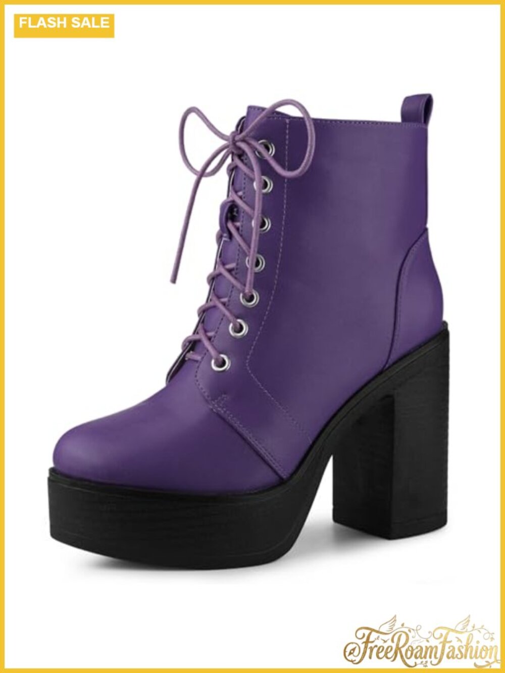 Platform Chunky High Heel Lace Up Combat Boots
